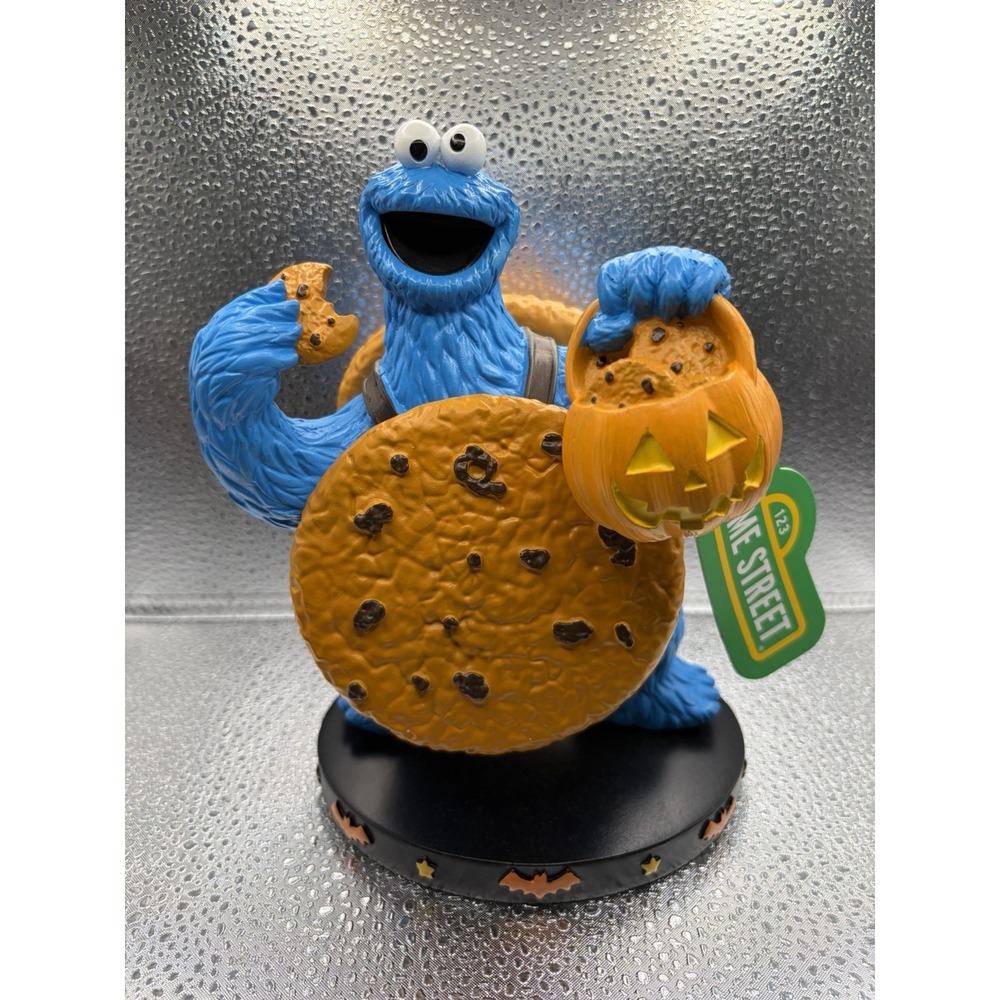 Cookie Monster Halloween Pumpkin Figure Sesame Street Decor NWT